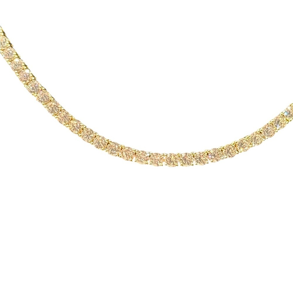 Gold Plated Women's Moissanite Necklace - Elegant Sparkle 5mm - Picture 3 of 5